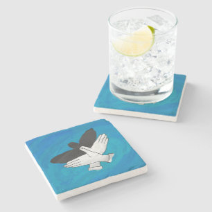 Dessous-de-verre En Pierre Aigle Ombre Sur Bleu