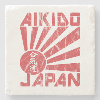 Dessous-de-verre En Pierre Aikido Japan Navel Flag Retro Drink Coaster