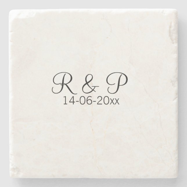 Dessous-de-verre En Pierre Ajouter monogramme du nom du couple ajouter date a (Devant)