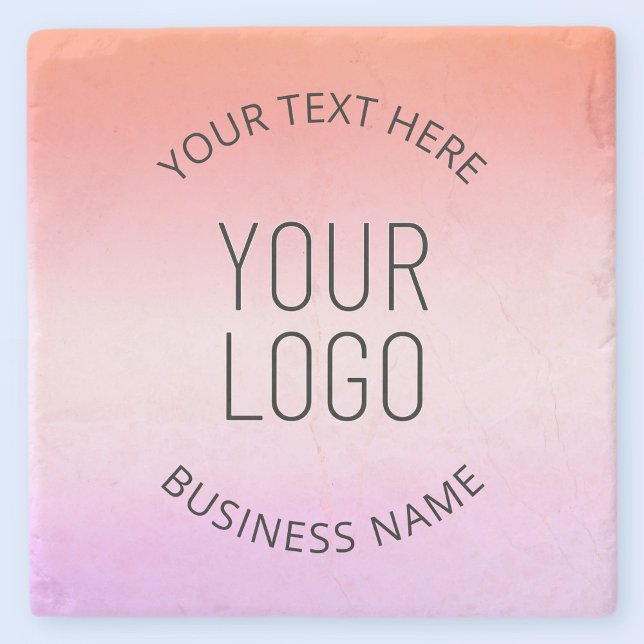 Dessous-de-verre En Pierre Ajouter votre logo | Couleurs dégradées du coucher (Créateur téléchargé)