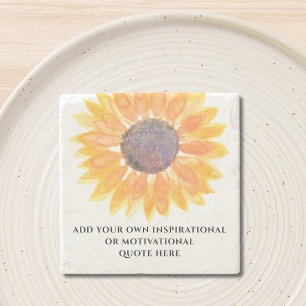 Dessous-de-verre En Pierre Ajoutez Votre Propre Citation Inspirante Tournesol
