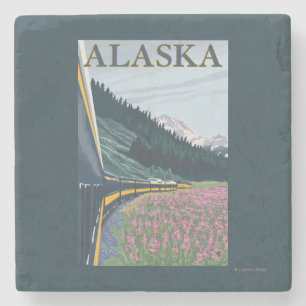 Dessous-de-verre En Pierre AlaskaRailroad et Vintage voyage de Fireweed