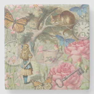 Dessous-de-verre En Pierre Alice Cheshire Chat Wonderland Tree Garden