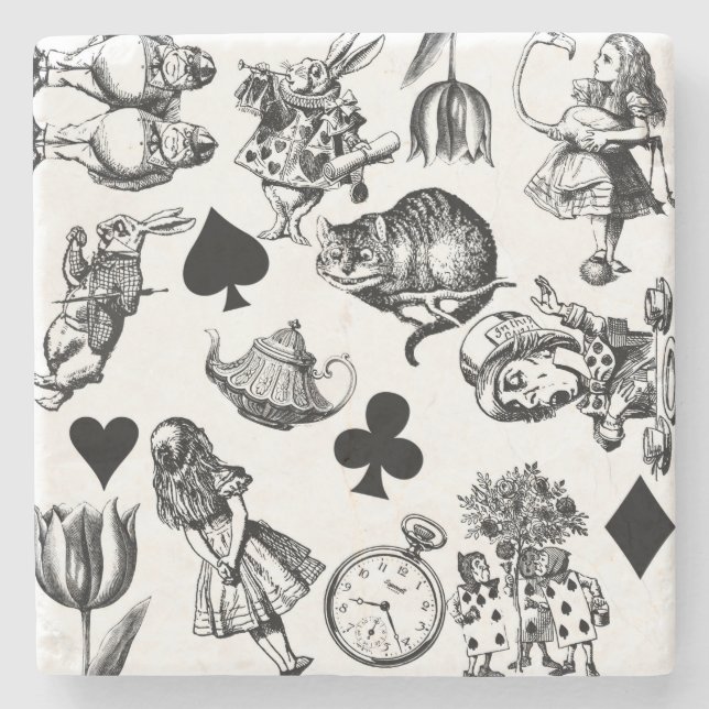 Dessous-de-verre En Pierre Alice White Rabbit Wonderland Classic (Devant)