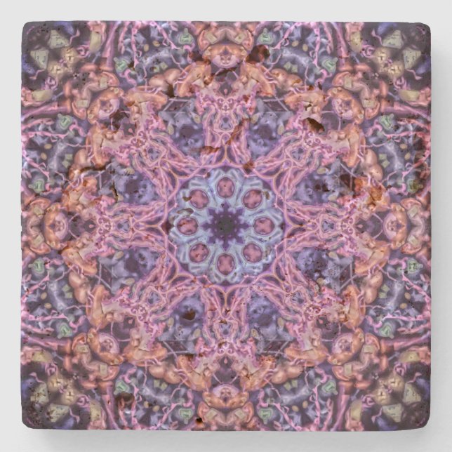 Dessous-de-verre En Pierre Alien complexe pourpre Kaleidoscopic Mandala (Devant)
