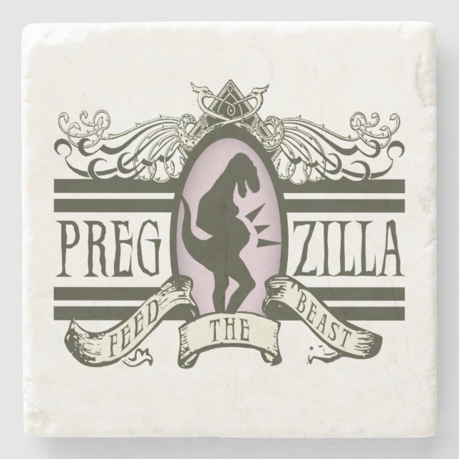 Dessous-de-verre En Pierre Alimentation de Pregzilla la bête (Devant)