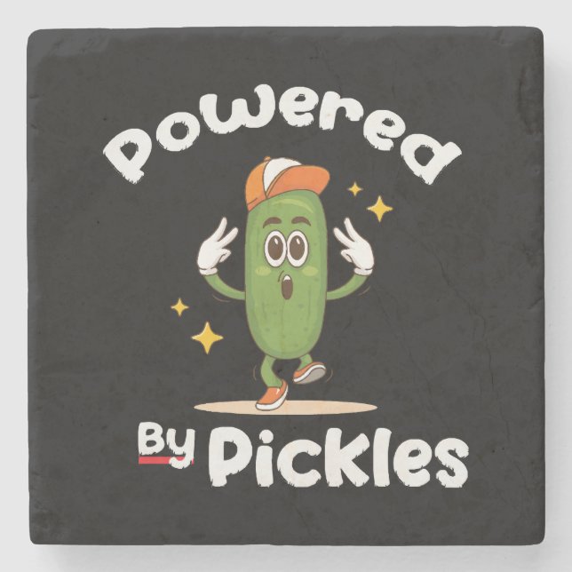 Dessous-de-verre En Pierre Alimenté par Pickles Nourriture Pickle Drôle (Devant)