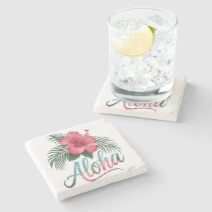 Dessous-de-verre En Pierre Aloha îles hawaïennes Hawaï Fleur d'Hibiscus