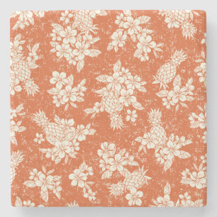 Dessous-de-verre En Pierre Aloha Spirit : Hibiscus-Ananas Harmonie.