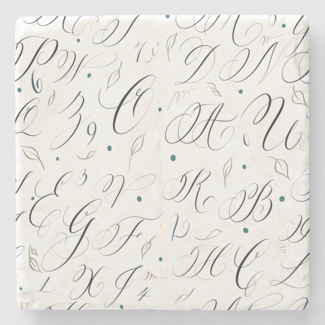 Dessous-de-verre En Pierre Alphabet de calligraphie et Dessous de verre de ma (Devant)