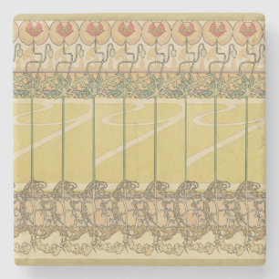 Dessous-de-verre En Pierre Alphonse Mucha Papiers Peints Floraux Art Nouveau 
