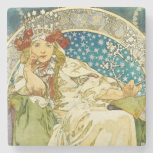 Dessous-de-verre En Pierre Alphonse Mucha Princess Hyacinth Art Nouveau