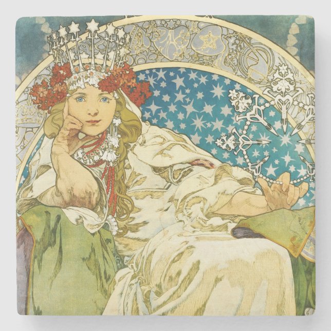 Dessous-de-verre En Pierre Alphonse Mucha Princess Hyacinth Art Nouveau (Devant)