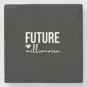 Dessous-de-verre En Pierre Ambition 'Futur Millionnaire' Noir & Blanc