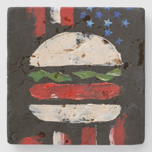 Dessous-de-verre En Pierre America Burger (Peinture noire n° 7)