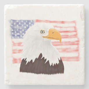 Dessous-de-verre En Pierre American Bald Eagle and Flag - transparent.