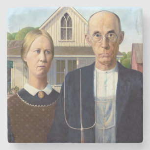 Dessous-de-verre En Pierre American gothique classique peinture Grant Wood