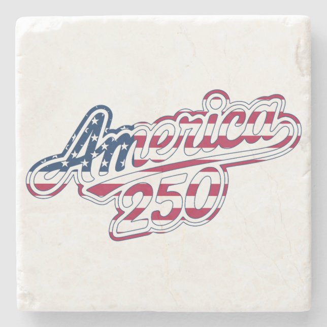 Dessous-de-verre En Pierre Amérique 250 Drapeau Script Semiquincentennial Des (Devant)