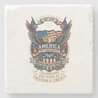 Dessous-de-verre En Pierre Amérique 250e Americana 1776 Aigle de la Liberté É