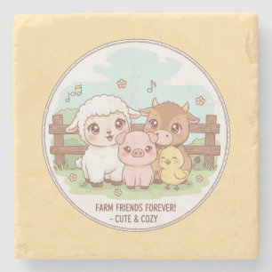 Dessous-de-verre En Pierre Amis de la ferme pour toujours - mignons et cosy