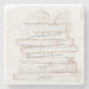 Dessous-de-verre En Pierre Amitié et livre blanc et or Aquarelle