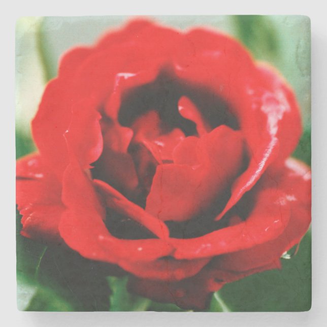 Dessous-de-verre En Pierre Amour de rose rouge  (Devant)