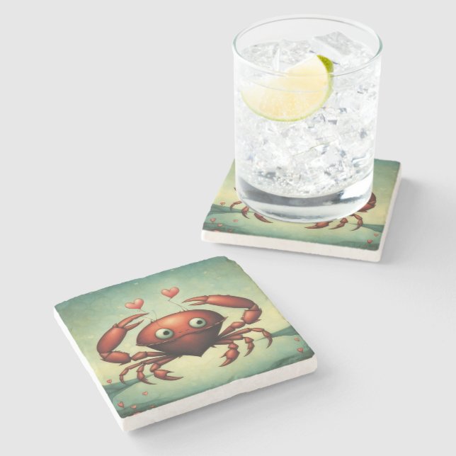Dessous-de-verre En Pierre Amour du crabe (Côté)