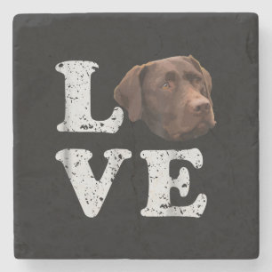 Dessous-de-verre En Pierre Amoureux des chiens I Love Chocolate Labrador Re
