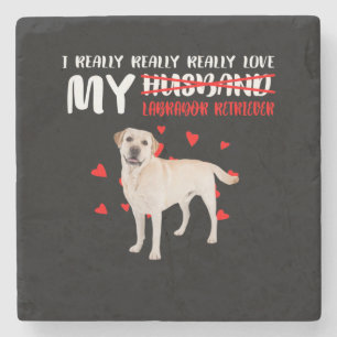 Dessous-de-verre En Pierre Amoureux des chiens J'Aime Vraiment Mon Labrador