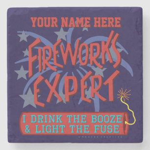 Dessous-de-verre En Pierre Amusant 4 juillet Indépendance Fireworks Expert
