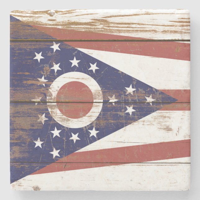 Dessous-de-verre En Pierre Ancien drapeau de l'État de l'Ohio en bois (Devant)