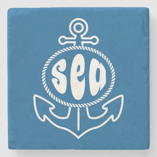 Dessous-de-verre En Pierre Ancre et la mer (Devant)