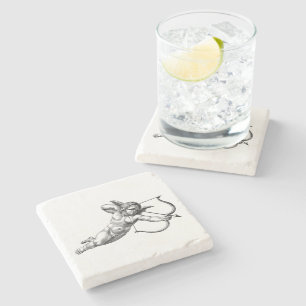 Dessous-de-verre En Pierre Ange Cherub Cupid Amour Vintage