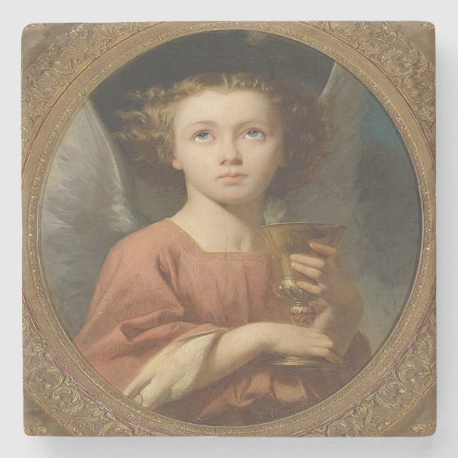 Dessous-de-verre En Pierre Ange de Noël Avec Chalice (Devant)