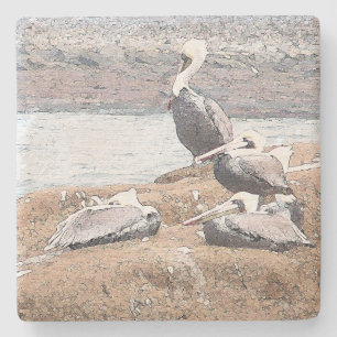 Dessous-de-verre En Pierre Animaux de faune d'oiseaux de pélican