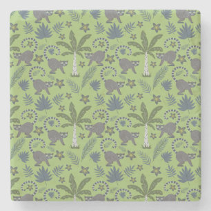 Dessous-de-verre En Pierre Animaux tropicaux sans soudure motif vert et gris