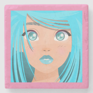 DESSOUS-DE-VERRE EN PIERRE ANIME CARTOON GIRL