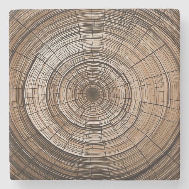 Dessous-de-verre En Pierre Anneau d'arbre rustique  (Devant)