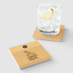 Dessous-de-verre En Pierre Année Dragon Chinoise 2024 Elégant Monogram SqSC