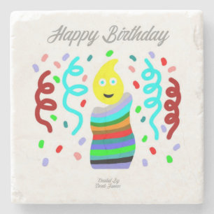 Dessous-de-verre En Pierre Anniversaire Bougie Salutations Marble Dessous de