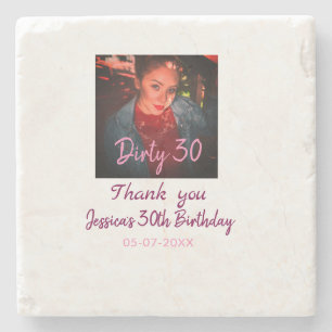 Dessous-de-verre En Pierre Anniversaire Dirty 30 ajouter nom rose ajouter pho