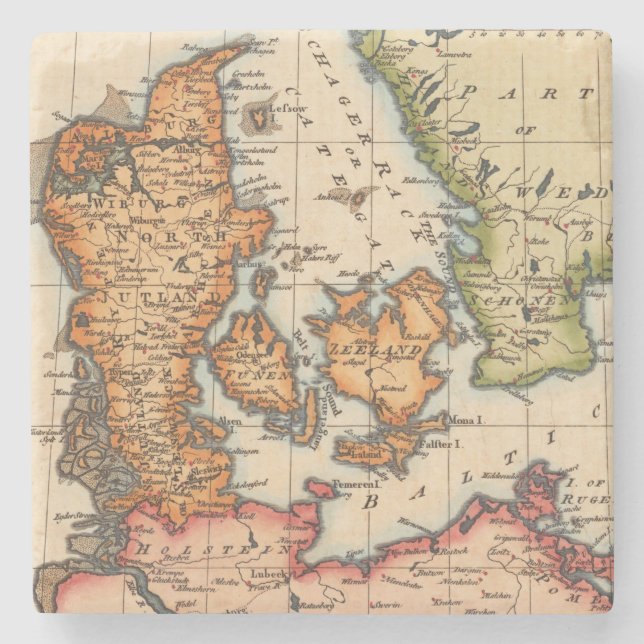 Dessous-de-verre En Pierre Antique vieille carte inspirée (10) (Devant)