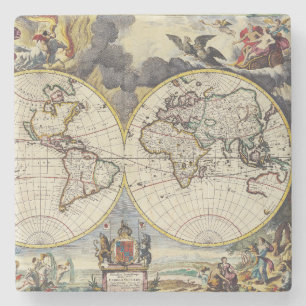 Dessous-de-verre En Pierre Antique vieille carte inspirée (4)