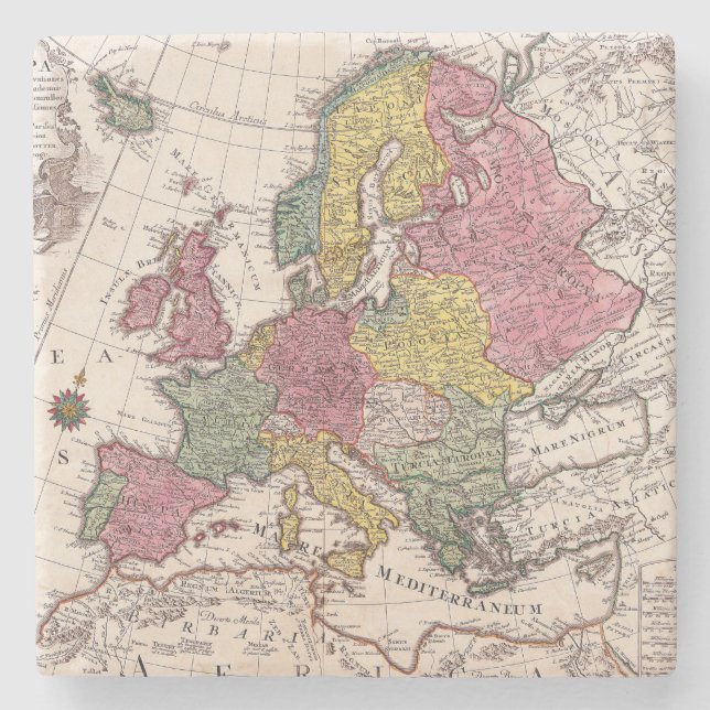 Dessous-de-verre En Pierre Antique vieille carte inspirée (9) (Devant)