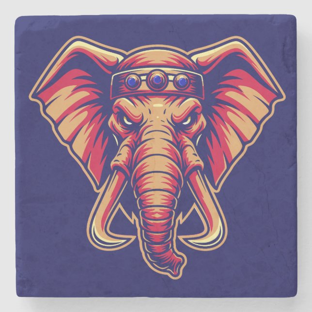 Dessous-de-verre En Pierre Apex Pachyderm - Navy Blue and Orange Edition (Devant)