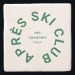 Dessous-de-verre En Pierre Après Ski Club Winter Green Ski Resort Crest<br><div class="desc">Après Ski Club, dessous de verre en pierre de la station de ski verdoyante d'hiver. Personnalisez avec l'année de votre voyage à ski, le nom de la station de ski et son emplacement. Parfait pour un souvenir ou un cadeau pour se souvenir d'un voyage à ski ou d'une fête d'après-ski....</div>