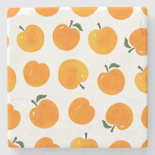 Dessous-de-verre En Pierre Apricots Aquarelle Blanc Arrière - plan Vintage