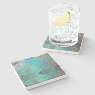 Dessous-de-verre En Pierre Aqua Turquoise Blue Grey