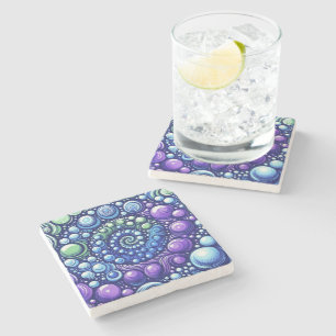 Dessous-de-verre En Pierre Aquarelle Abstraite spirale et bulles