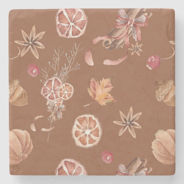 Dessous-de-verre En Pierre Aquarelle Automne L'Action de grâce (Devant)